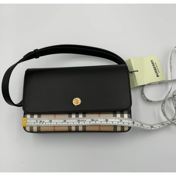 Burberry Hampshire Canvas Compact Leather Check Pattern Shoulder/Crossbody Bag A - Picture 12 of 16